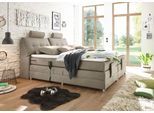 Boxspringbett ED EXCITING DESIGN "Palermo", beige (beige, soro 23 sand), B:180cm L:234cm, 100% Polyester, Komplettbetten, Boxspringbett, inkl. Motor, Topper, Kopfstütze und Stauraum im Kopfteil