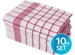 Geschirrtuch OTTO HOME "Vivianne, Exklusiv Deal", rot (rot, weiß), B:45cm L:60cm, 100% Baumwolle, Geschirrtücher, Geschirrtuch, 100% Baumwolle,60×45 cm, blau-/rot-/weiß,10 Stk, Set, weich, saugstark