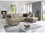 Wohnlandschaft DIE PLANBAR "ZE-EM16033 U-Form, Breite 316 cm", deluxe mandel, B:316cm T:203cm, 100% Polyester, Sofas, Wohnlandschaft, wahlweise mit Kopfstützen und echt bezogenem Rücken