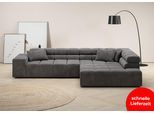 Ecksofa HOME AFFAIRE "Ancona, Ecksofa, incl. Kopfteilverstellung, Breite 319 cm, L-Form", grau (dunkelgrau), B:319cm H:70cm T:215cm, Struktur (85% Polyester, 15% Viskose);Luxus-Microfaser weich (98% Polyester, 2% Nylon);Velours (100% Polyester), Sofas, Ecksofa, wahlweise motorische Sitztiefenverstellung, auch in Cord + Easy Care