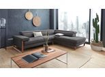Ecksofa W.SCHILLIG "finn, Designsofa mit tollem Sitzkomfort, bequem, L-Form", grau (anthrazit s22), B:281cm H:71cm T:230cm, Flachgewebe S22 (100% Polyester);Stoff S37 (100% Polyester);Longlife Xtra-Leder Z59: Glattleder mit modischer Prägung. Hautstärke 0, 9 - 1, 1 mm, Sofas, Ecksofa, German Design Award 2016, Fußgestell Nussbaum natur, Breite 281 cm