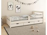 Kinderbett OTTO HOME "TIMMO ", inklusive 3 Schubkästen", weiß, B:98cm H:72cm L:208cm, Betten, Kinderbett, bodentief, mit Rausfallschutz, zertifiziertes Massivholz, Topseller