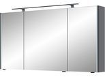 Spiegelschrank SAPHIR "Serie 7045 Badezimmer-Spiegelschrank inkl. LED-Beleuchtung, 3 Türen", grau (stahlgrau), B:133,2cm H:70,3cm T:17cm, Holzwerkstoff, Schränke, Spiegelschrank, Badschrank 133,2 cm breit, inkl. LEDplus Schalter und Türdämpfer