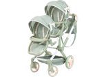 Puppen-Zwillingsbuggy BAYER "Xeo Twin", grün (grün mit blümchen), Puppenwagen, KinderB:35cm H:76,5cm T:80cm, Kunststoff, Metall, Stoff, Puppen-Zwillingsbuggy, mit Wickeltasche, B:35cm H:76,5cm T:80cm