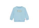 Sweatshirt LEVI'S KIDS "LVB LVB FRENCH TERRY BATWING", Jungen, Gr. 12M (80), blau (forget me not), Sweatware, Obermaterial: 60% Baumwolle, 40% Polyester, bedruckt, regular fit normal, Rundhals, Rippbündchen, Sweatshirts Sweatshirt, BABY UNISEX