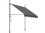 tectake Klemmmarkise, Schwarz, Grau, Textil, Rechteckig, 150x304x180 cm, CE, Sonnenschutz & Sichtschutz, Markisen