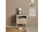 Nachtkommode PAIDI "JONTE in Beige, Schublade mit Soft-Close", cashmere, beige, stripy light oak, B:48cm H:55cm T:40cm, MDF, Spanplatte, Sideboards, moderner & stabiler Nachttisch mit Massivholz-Füßen