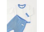 Overall MINIBANDA "BABY BOY TWO PIECES SET", Kinder, Gr. 6, EURO-Größen, blau (optical weiß), 100% Baumwolle, Overalls Overall