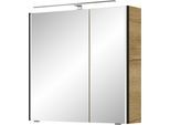 Spiegelschrank SAPHIR "Serie 7045 Badezimmer-Spiegelschrank inkl. LED-Beleuchtung, 2 Türen", braun (halifax eiche quer nachbildung), B:73,2cm H:70,3cm T:17cm, Holzwerkstoff, Schränke, Spiegelschrank, Badschrank 73,2 cm breit, inkl. LEDplus Schalter und Türdämpfer