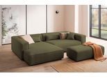 Ecksofa "PIARA XXL Cord, L-Form, Schlaffunktion", grün (khaki), B:288cm H:66cm T:198cm, 100% Polyester, LEGER HOME BY LENA GERCKE, Sofas, Ecksofa, Hocker stellbar zum Schlafsofa (Krokodilverbinder), tiefe Sitzfläche