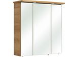 Spiegelschrank SAPHIR "Quickset 919 Badschrank, 3 Spiegeltüren, 6 Einlegeböden, 65 cm breit", braun (riviera eiche quer nachbildung), B:65cm H:72cm T:20cm, Holzwerkstoff, Schränke, Spiegelschrank, inkl. LED-Beleuchtung, Türdämpfer, Schalter-/Steckdosenkombination