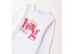 Sweatshirt SARABANDA "BABY GIRL SWEATER", Mädchen, Gr. 8A, weiß (optical weiß), 95% Baumwolle, 5% Elasthan, Sweatshirts Sweatshirt