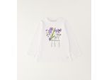 T-Shirt SARABANDA "BABY GIRL SWEATER", Mädchen, Gr. 4A, weiß (optical weiß), 95% Baumwolle, 5% Elasthan, Shirts T-Shirt