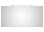 Badezimmerspiegelschrank SAPHIR "Serie 4010 Badezimmer-Spiegelschrank inkl. LED-Aufsatzleuchte", weiß (weiß glanz), B:140cm H:73,8cm T:17cm, Holzwerkstoff, Schränke, Badschrank 140 cm breit, 3 Türen, 6 Glas-Einlegeböden, inkl Türdämpfer