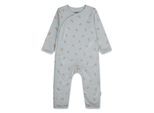 Strampler HUGGIES BABYWEAR "HUGN COVERALL", Kinder, Gr. 4 (9M/74), N-Gr, grau (baby mist), Jersey, Obermaterial: 100% Baumwolle, bedruckt, lang, Rundhals, Overalls, Langarm-Overall mit durchgehender Knopfleiste und Allover-Prints