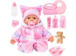 Babypuppe BAYER "Piccolina Magic Eyes 46 cm", bunt (rosa), Puppen, Baby, mit vielen Funktionen