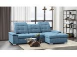 Ecksofa WERK2 "Carmen 264 x 170 cm modern und bequem", blau (hellblau), B:264cm H:105cm T:170cm, 95% Polyester, 5% Nylon, Sofas, Ecksofa, Struktur weich, L-Form, Sitztiefenverstellung, Schlaffunktion