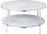 Couchtisch SALESFEVER "Caorle Coffeetable im minimalistischen Stil", weiß (weiß, chromfarben, chromfarben, weiß), B:80cm H:45cm T:80cm, Tische, Couchtisch, Eleganz trifft Stil: Tischplatten in Marmoroptik