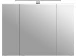 Spiegelschrank SAPHIR "6005 Sprint Badschrank, 3 Spiegeltüren, 6 Einlegeböden, 98 cm breit", grau (graphit struktur quer nachbildung), B:98cm H:70,3cm T:17cm, Holzwerkstoff, Schränke, Spiegelschrank, inkl. LED-Beleuchtung, Türdämpfer, Schalter-/Steckdosenkombination