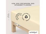 Spannbettlaken SCHLAFGUT "PURE Bio-Baumwolle mit Elasthan, 170 g/m², Bettlaken, Spannbetttuch", gelb (gelb light), 1 Stk., Jersey, 120-130x200-220 30cm, Jersey, Obermaterial: 95% Baumwolle, 5% Elasthan, Bettlaken, Spannbettlaken, PREMIUM Laken für Matratzen bis 30cm Höhe, dehnbar blickdicht, straff