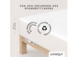 Spannbettlaken SCHLAFGUT "PURE Bio-Baumwolle mit Elasthan, 170 g/m², Bettlaken, Spannbetttuch", weiß (full, weiß), 1 Stk., Jersey, 90-100x190-220 30cm, Jersey, Obermaterial: 95% Baumwolle, 5% Elasthan, Bettlaken, Spannbettlaken, PREMIUM Laken für Matratzen bis 30cm Höhe, dehnbar blickdicht, straff