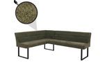 Eckbank MCW-O81, Esszimmerbank Bank, Öko-Tex (310g/m²) Chenille Stoff/Textil Metall 159x210cm ~ grün