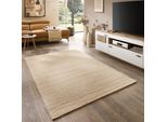 Wollteppich THEKO "Origin Loop Uni", beige (grau), B:140cm H:10mm L:200cm, Schurwolle, Teppiche, handgetuftet, reine Schurwolle, Unifarben