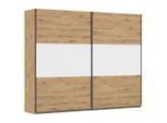 Rauch Möbel , Weiß, Alufarben, Eiche Artisan , Holzwerkstoff , 3 Fächer , 261x210x59 cm , Blauer Engel, Goldenes M, Made in Germany , in verschiedenen Größen erhältlich ,