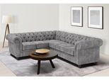 Chesterfield-Sofa OTTO HOME "Chesterfield Ecksofa, auch in Leder L-Form", grau (hellgrau), B:250cm H:74cm T:210cm, Luxus-Microfaser (94% Polyester, 5% Nylon, 1% Spandex);Microfaser Antiklederoptik (100% Polyester);NaturLEDER (echtes italienisches Rindsleder), Sofas, Chesterfield-Sofa, hochwertige Knopfheftung, langer Schenkel links oder rechts wählbar