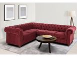 Chesterfield-Sofa OTTO HOME "Chesterfield Ecksofa, auch in Leder L-Form", rot (weinrot), B:250cm H:74cm T:210cm, Luxus-Microfaser (94% Polyester, 5% Nylon, 1% Spandex);Microfaser Antiklederoptik (100% Polyester);NaturLEDER (echtes italienisches Rindsleder), Sofas, Chesterfield-Sofa, hochwertige Knopfheftung, langer Schenkel links oder rechts wählbar