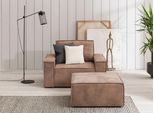 Sessel OTTO HOME "SHERWOOD Vintage Lederoptik Sessel-Set", braun (cognac), B:120cm H:85cm T:166cm, 100% Polyester, Sessel, Sessel, Loveseat und Hocker im Set, passend zur Polster-Serie SHERWOOD