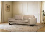 3-Sitzer OTTO HOME "Maxi-Ausführung Pinto, 236 cm, Cord, Chenille, Lederoptik", grau (hellgrau), B:236cm H:85cm T:97cm, Kunstleder (65% Polyester, 35% Lederfasern);Cord (92% Polyester, 8% Polyamide), Sofas, 3-Sitzer, mit Keder, schwarze Metallfüße, Wellenunterfederung