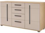 Sideboard HOME AFFAIRE "Cantara, moderner Schrank, Kommode in Eiche Evoke, Weiß oder Kaschmir", eiche cremona toro, kaschmir matt, B:150cm H:86cm T:42cm, Holzwerkstoff, Sideboards, Sideboard, schwarze Stangengriffe, ausreichend Stauraum, vielseitig einsetzbar