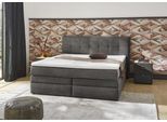 Boxspringbett JOCKENHÖFER GRUPPE "AMY in Cord, erhältlich in den Breiten 180cm & 200cm", grau 426, 09, B:214cm L:217cm, Bezug Bett: Cordstoff (100% Polyester);Topper und Matratzenspiegel: 100% Polyester, Komplettbetten, Boxspringbett, mit Bettkasten & Kaltschaum-Topper