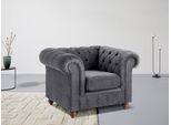 Sessel OTTO HOME "Chesterfield B/T/H: 105/69/74 cm", grau (anthrazit), B:105cm H:74cm T:89cm, 100% Polyester, Sessel, Sessel, mit hochwertiger Knopfheftung, auch in Leder