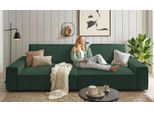 Big-Sofa OTTO HOME "SHERWOOD XXL Cord, Big-Sofa (316cm), extra tiefe Sitzfläche 95 cm", grün (dunkelgrün), B:316cm H:90cm T:135cm, 100% Polyester, Sofas, Big-Sofa, bequemer Sitzkomfort, Cord u. Leinenoptik, Kedernaht