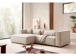 Ecksofa "PIARA Struktur u. Leinenoptik mit Kedernaht L-Form", beige (hellbeige), B:267cm H:66cm T:167cm, 100% Polyester, LEGER HOME BY LENA GERCKE, Sofas, Ecksofa, wahlweise Ottomane rechts/links, schwarze Füße, bequemer Sitzkomfort
