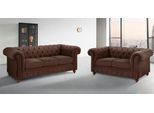 Sitzgruppe OTTO HOME "Chesterfield", braun, H:74cm T:89cm, Sitzmöbel-Sets, Sitzgruppe, hochwertige Knopfheftung, bestehend aus 2- und 3-Sitzer