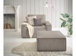 Sessel OTTO HOME "SHERWOOD Cord Sessel-Set", beige (greige), B:120cm H:85cm T:166cm, 100% Polyester, Sessel, Sessel, Loveseat und Hocker im Set, passend zur Polster-Serie SHERWOOD