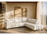 Ecksofa OTTO HOME "Fumone, Lederoptik oder Soft-Touch Chenille", beige (natural), B:260cm H:83cm T:200cm, 90% PES; 10% NY, Sofas, Ecksofa, Breite 260, mit schwarzen Massivholzfüßen