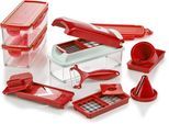 Gemüseschneider GENIUS "Nicer Dicer Smart, inkl. Julietti, Set 16-tlg.", rot, B:19,5cm H:16,5cm T:20cm, Zerkleinerer, Gemüseschneider, Würfel, Stifte, Scheiben, Streifen, Viertel und Gehobeltes