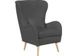 Sessel OTTO HOME "Salla auch in Fellimitat und Feincord, viele Bezugsarten, Ohrensessel", grau, H:118cm T:94cm, Struktur (100% Polyester), Sessel, Sessel, wahlweise mit oder ohne Hocker; großer Sessel: Maße B/T/H: 78/94/118cm