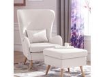 Sessel OTTO HOME "Salla auch in Fellimitat und Feincord, viele Bezugsarten, Ohrensessel", beige (creme), B:78cm H:118cm T:94cm, Struktur fein (100% Polyester), Sessel, Sessel, wahlweise mit oder ohne Hocker; großer Sessel: Maße B/T/H: 78/94/118cm