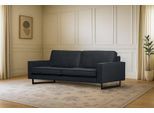 3-Sitzer OTTO HOME "Maxi-Ausführung Pinto, 236 cm, Cord, Chenille, Lederoptik", blau (rauchblau), B:236cm H:85cm T:97cm, Kunstleder (65% Polyester, 35% Lederfasern);Cord (92% Polyester, 8% Polyamide), Sofas, 3-Sitzer, mit Keder, schwarze Metallfüße, Wellenunterfederung