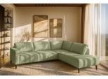 Ecksofa OTTO HOME "Fumone, Lederoptik oder Soft-Touch Chenille", grün, B:260cm H:83cm T:200cm, 90% PES; 10% NY, Sofas, Ecksofa, Breite 260, mit schwarzen Massivholzfüßen