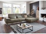 Ecksofa DIE PLANBAR "PN-EM18063 L-Form, B: 322 cm", grün (olive), B:322cm H:89cm T:187cm, Sichtrahmen: Aus Spannplatte mit augesetzten Weildeiche funiert, Sofas, Ecksofa, wahlweise mit echt bezogenem Rücken und Sitztiefenverstellung