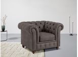 Sessel OTTO HOME "Chesterfield B/T/H: 105/69/74 cm", braun (dunkelbraun), B:105cm H:74cm T:89cm, Luxus-Microfaser (94% Polyester, 5% Nylon, 1% Spandex);Luxus-Microfaser Snake (100% Polyester);Microfaser Antiklederoptik (100% Polyester);NaturLEDER (echtes italienisches Rindsleder), Sessel, Sessel, mit hochwertiger Knopfheftung, auch in Leder