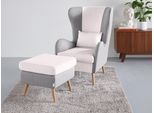 Sessel OTTO HOME "Salla Bezug Bouclé oder Struktur fein, Ohrensessel", beige (creme, grau), B:78cm H:118cm T:94cm, 100% Polyester, Sessel, Sessel, wahlweise mit oder ohne Hocker; großer Sessel: Maße B/T/H: 78/94/118cm