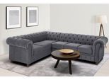 Chesterfield-Sofa OTTO HOME "Chesterfield Ecksofa, auch in Leder L-Form", grau (anthrazit), B:250cm H:74cm T:210cm, Luxus-Microfaser (94% Polyester, 5% Nylon, 1% Spandex);Microfaser Antiklederoptik (100% Polyester);NaturLEDER (echtes italienisches Rindsleder), Sofas, Chesterfield-Sofa, hochwertige Knopfheftung, langer Schenkel links oder rechts wählbar