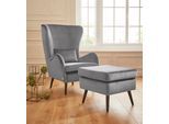 Sessel OTTO HOME "Salla auch in Fellimitat und Feincord, viele Bezugsarten, Ohrensessel", grau, H:118cm T:94cm, Samtoptik (100% Polyester), Sessel, Sessel, wahlweise mit oder ohne Hocker; großer Sessel: Maße B/T/H: 78/94/118cm